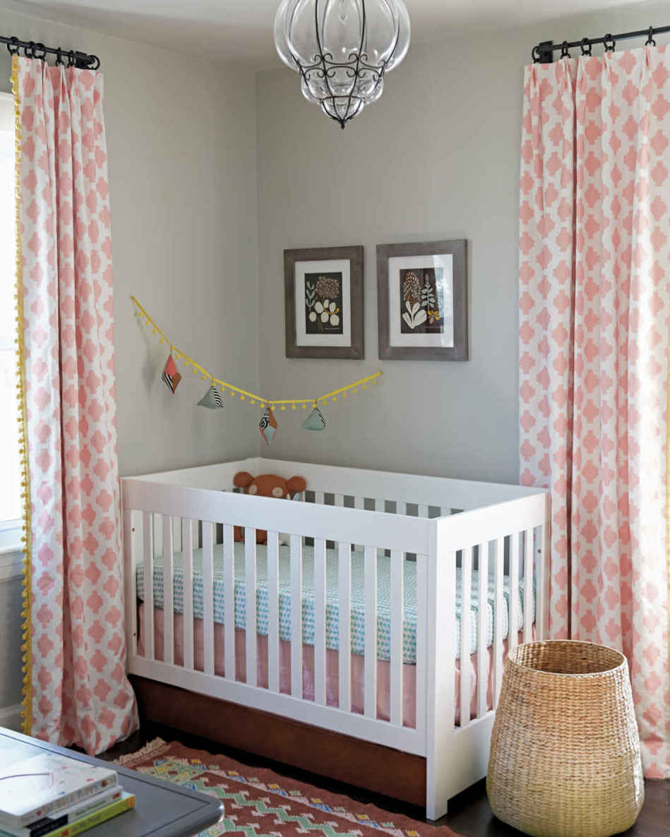 BABY IKAT. The super-stylish pink pattern on these curtains is an ikat, which comes from the Malaysian word “mengikat” meaning “to tie.” It has the lovely feeling of not being printed but woven from dyed thread.